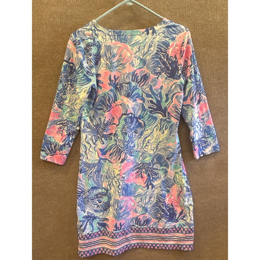 Lilly Pulitzer Nadine ChillyLilly Dress Zanzibar Blue Fish Kiss M UPF 50+ Beachy - Picture 8 of 9
